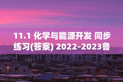 11.1 化学与能源开发 同步练习(答案) 2022-2023鲁教版九年级下册化学