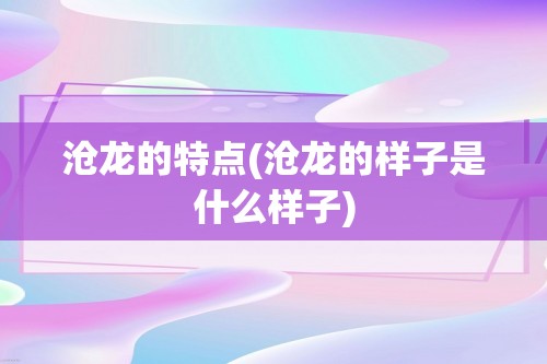 沧龙的特点(沧龙的样子是什么样子)