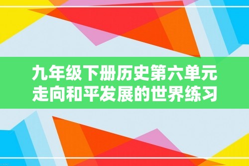 九年级下册历史第六单元走向和平发展的世界练习题（答案）