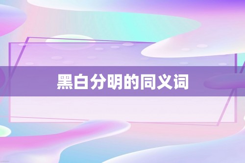 黑白分明的同义词