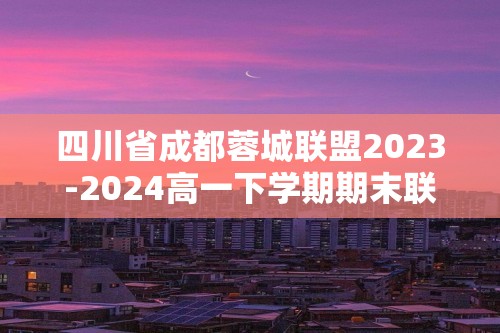 四川省成都蓉城联盟2023-2024高一下学期期末联考化学试卷（无答案）