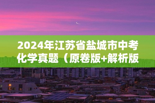 2024年江苏省盐城市中考化学真题（原卷版+解析版）