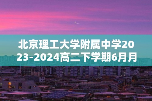 北京理工大学附属中学2023-2024高二下学期6月月考化学试题（图片版含答案）