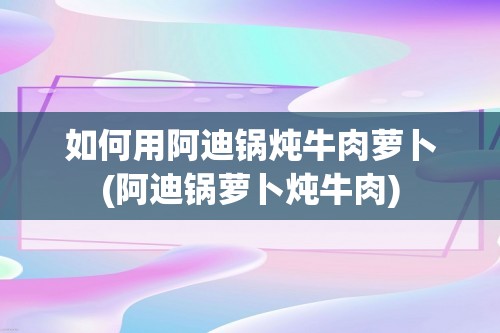 如何用阿迪锅炖牛肉萝卜(阿迪锅萝卜炖牛肉)