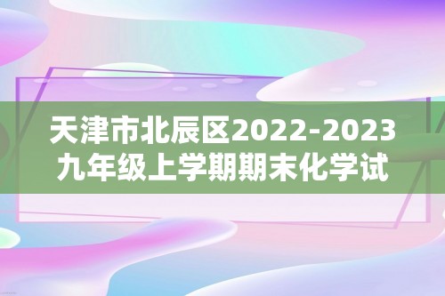 天津市北辰区2022-2023九年级上学期期末化学试题（含解析）