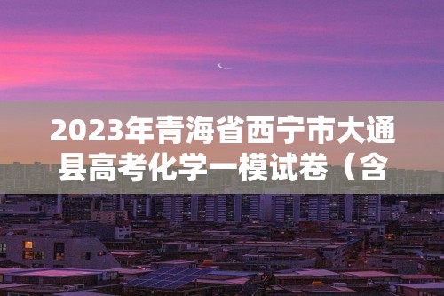 2023年青海省西宁市大通县高考化学一模试卷（含解析）