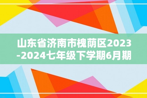 山东省济南市槐荫区2023-2024七年级下学期6月期末生物试题（无答案）