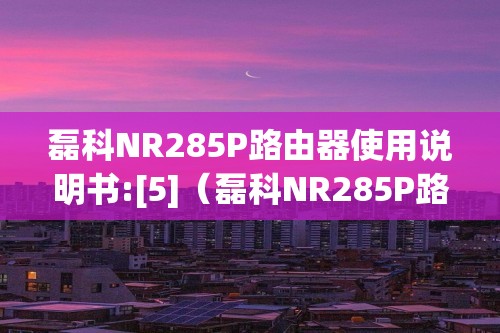 磊科NR285P路由器使用说明书:[5]（磊科NR285P路由器使用说明书:[5]）