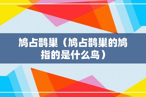 鸠占鹊巢（鸠占鹊巢的鸠指的是什么鸟）