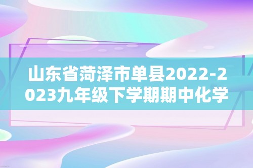 山东省菏泽市单县2022-2023九年级下学期期中化学试题（答案）