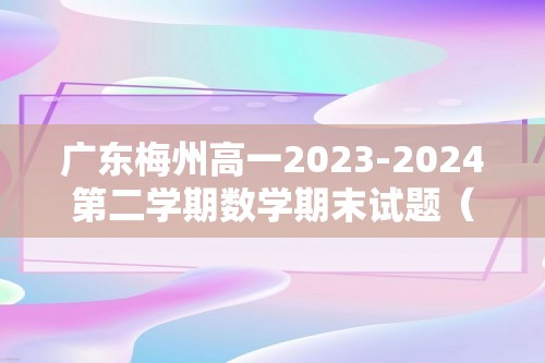 广东梅州高一2023-2024第二学期数学期末试题（含答案）