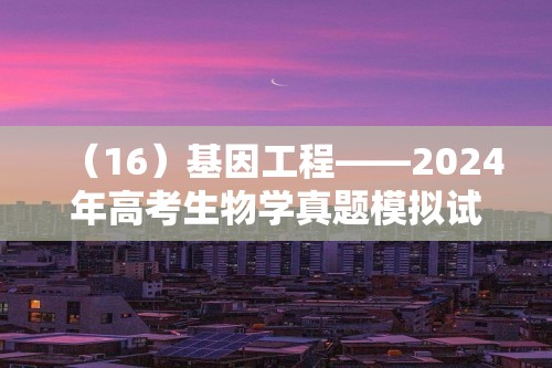 （16）基因工程——2024年高考生物学真题模拟试题专项汇编（有解析）