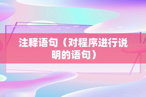 注释语句（对程序进行说明的语句）