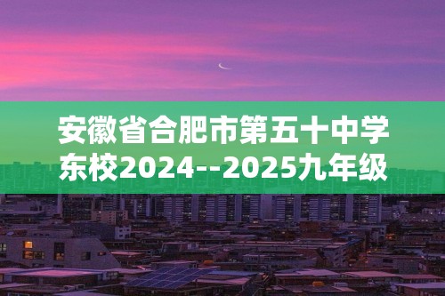 安徽省合肥市第五十中学东校2024--2025九年级上学期期中考试化学试题（含解析）