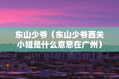 东山少爷（东山少爷西关小姐是什么意思在广州）