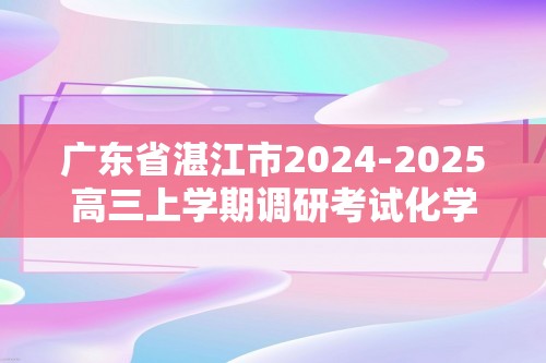 广东省湛江市2024-2025高三上学期调研考试化学试题（答案）