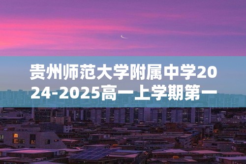 贵州师范大学附属中学2024-2025高一上学期第一次月考化学试题（答案）