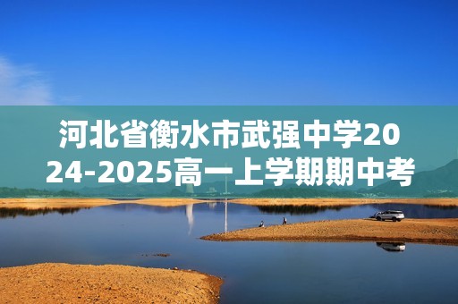 河北省衡水市武强中学2024-2025高一上学期期中考试生物试题（答案）