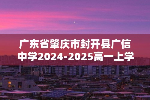 广东省肇庆市封开县广信中学2024-2025高一上学期第一次阶段测试数学试题（含答案）