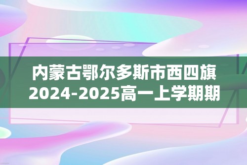 内蒙古鄂尔多斯市西四旗2024-2025高一上学期期中考试 化学试题（答案）