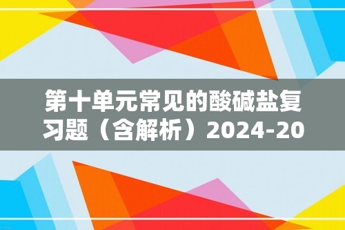 第十单元常见的酸碱盐复习题（含解析）2024-2025人教版（2024）九年级化学下册