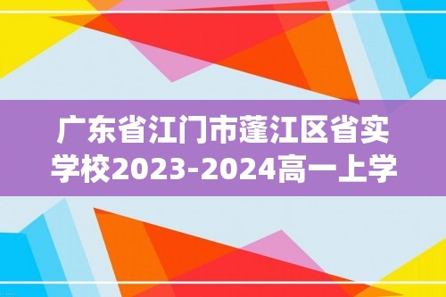 广东省江门市蓬江区省实学校2023-2024高一上学期期中考试 化学试题(无答案)