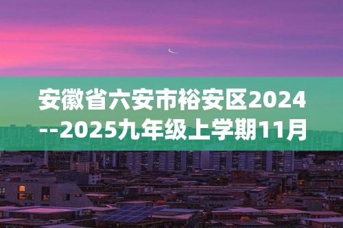 安徽省六安市裕安区2024--2025九年级上学期11月月考化学试题(答案)