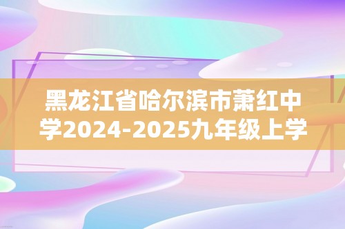 黑龙江省哈尔滨市萧红中学2024-2025九年级上学期化学期中试卷（图片版含答案）