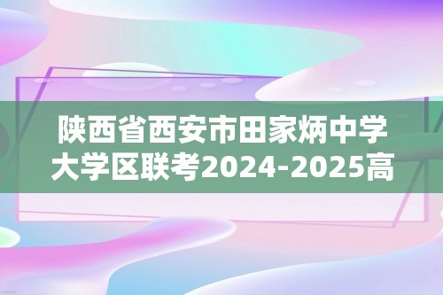 陕西省西安市田家炳中学大学区联考2024-2025高二上学期11月期中考试 化学试题（答案）