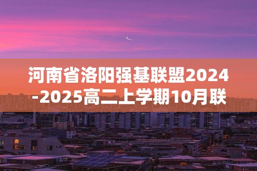 河南省洛阳强基联盟2024-2025高二上学期10月联考试题 化学（含解析）