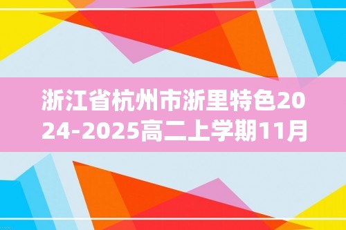 浙江省杭州市浙里特色2024-2025高二上学期11月期中考试 化学试题(无答案)