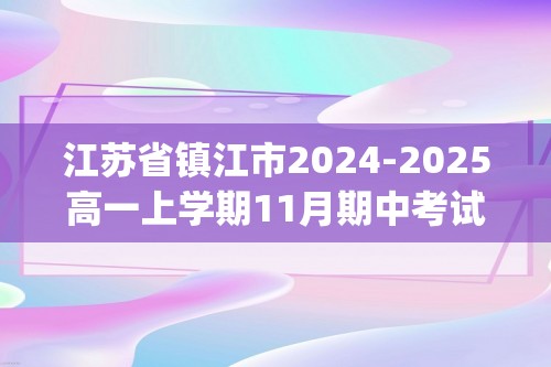 江苏省镇江市2024-2025高一上学期11月期中考试 化学试题(无答案)