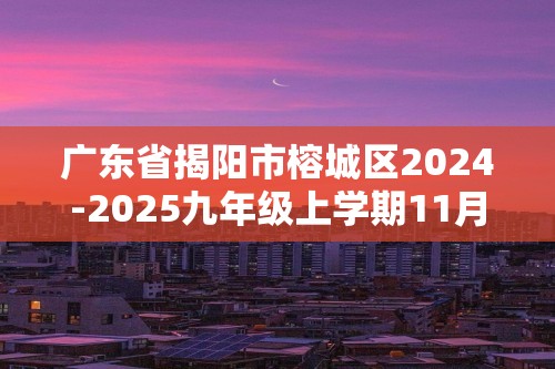 广东省揭阳市榕城区2024-2025九年级上学期11月期中生物试题（ 含答案）