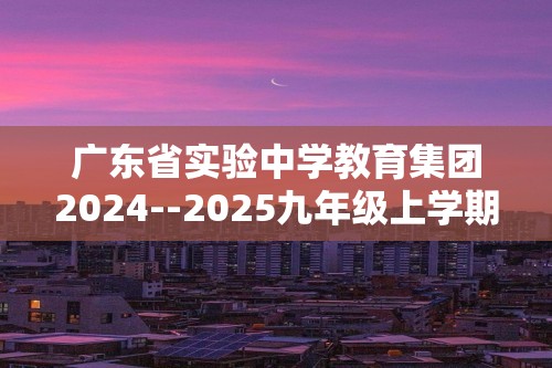 广东省实验中学教育集团2024--2025九年级上学期期中教学质量监测化学试题（图片版含答案）