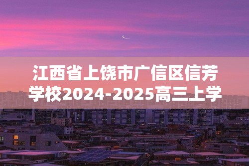 江西省上饶市广信区信芳学校2024-2025高三上学期11月检测化学卷（答案）