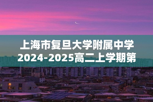 上海市复旦大学附属中学2024-2025高二上学期第一次阶段性教学质量评估  化学试卷（无答案）