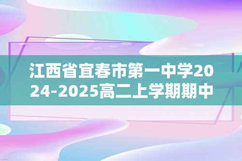 江西省宜春市第一中学2024-2025高二上学期期中考试 化学试卷（答案）