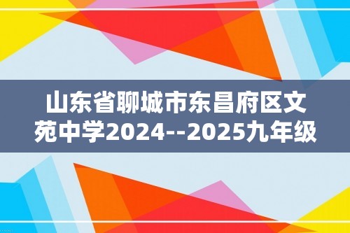 山东省聊城市东昌府区文苑中学2024--2025九年级上学期化学期中试题（答案）