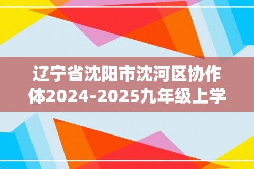 辽宁省沈阳市沈河区协作体2024-2025九年级上学期学情调研化学试卷(图片版,含答案)