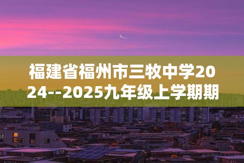 福建省福州市三牧中学2024--2025九年级上学期期中化学试卷（图片版含答案）