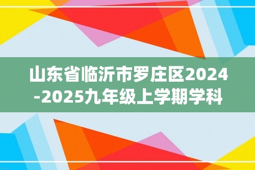 山东省临沂市罗庄区2024-2025九年级上学期学科素养水平联研化学试题(无答案)