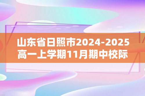 山东省日照市2024-2025高一上学期11月期中校际联合考试数学试题（含答案）