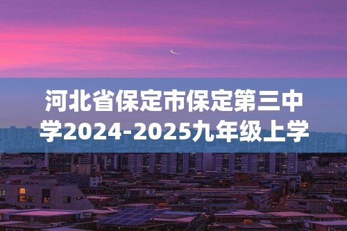 河北省保定市保定第三中学2024-2025九年级上学期期中考试化学试卷(图片版,含答案)