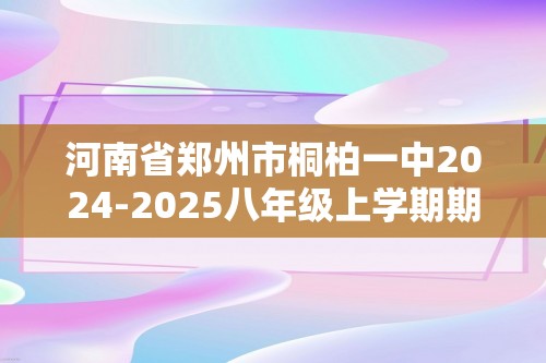 河南省郑州市桐柏一中2024-2025八年级上学期期中考试数学试题（含答案）