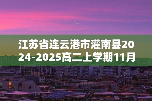 江苏省连云港市灌南县2024-2025高二上学期11月期中化学试题（无答案）