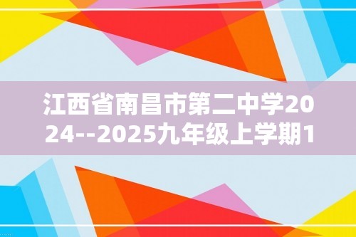 江西省南昌市第二中学2024--2025九年级上学期11月月考化学试卷（无答案）