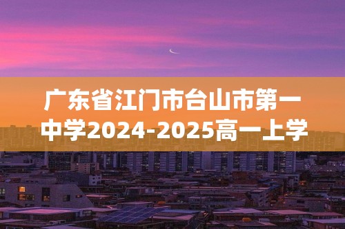 广东省江门市台山市第一中学2024-2025高一上学期11月期中考试数学试题 (原卷版+解析版)