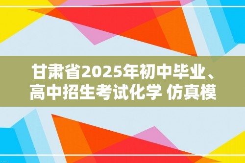 甘肃省2025年初中毕业、高中招生考试化学 仿真模拟卷（二）（答案）