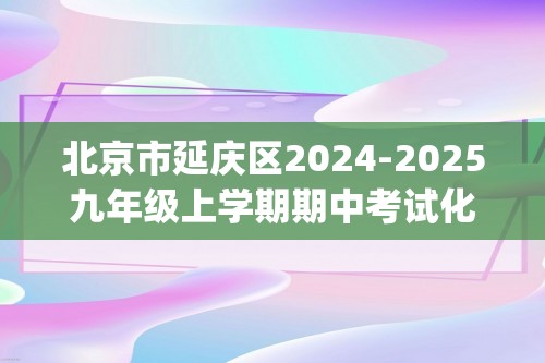 北京市延庆区2024-2025九年级上学期期中考试化学试题（含答案)