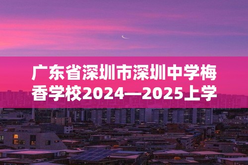 广东省深圳市深圳中学梅香学校2024—2025上学期八年级期中考试数学试卷（无答案）